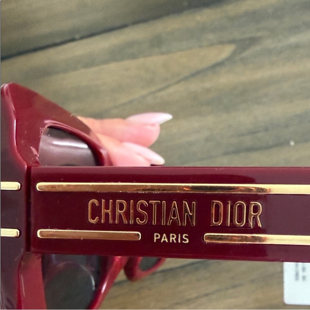 Dior Burgundy & Gold Oversized Square Sunglasses NWT - Picture 9 of 9